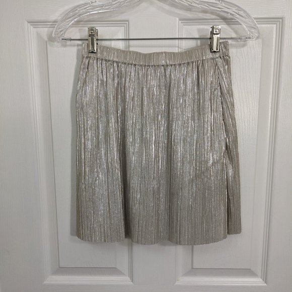 BCBGeneration Metallic Silver Pleated Mini Skirt with Side Pockets - size XS - Picture 1 of 8